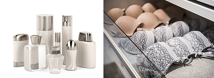 productos cosméticos y ropa interior