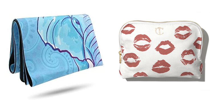 esterilla de yoga y bolsa de maquillaje